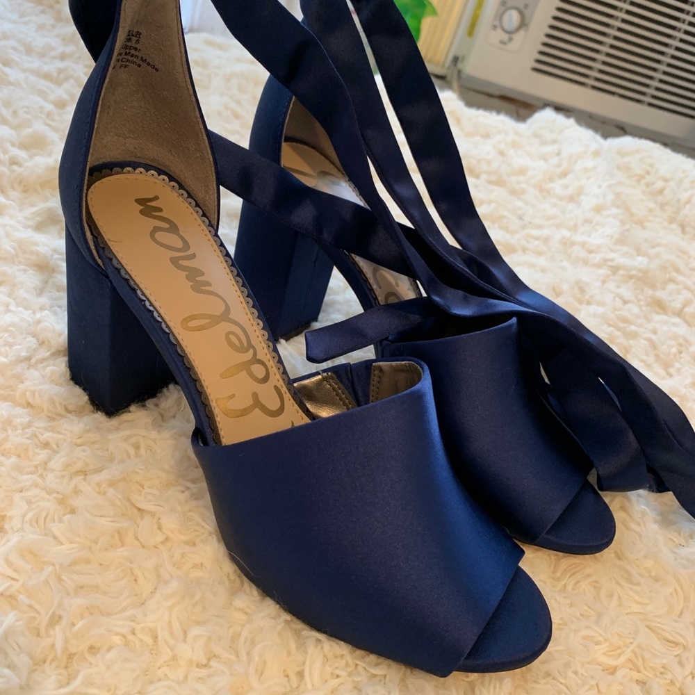 Sam Edelman navy satin sandals